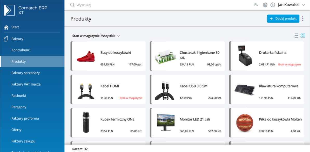 Comarch ERP XT funkcje