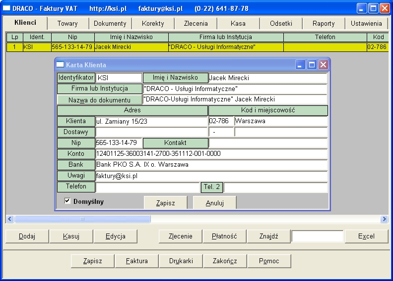 program DRACO - Faktury VAT