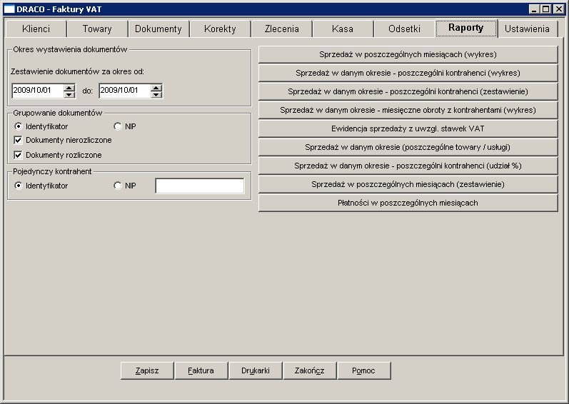 program DRACO - Faktury VAT