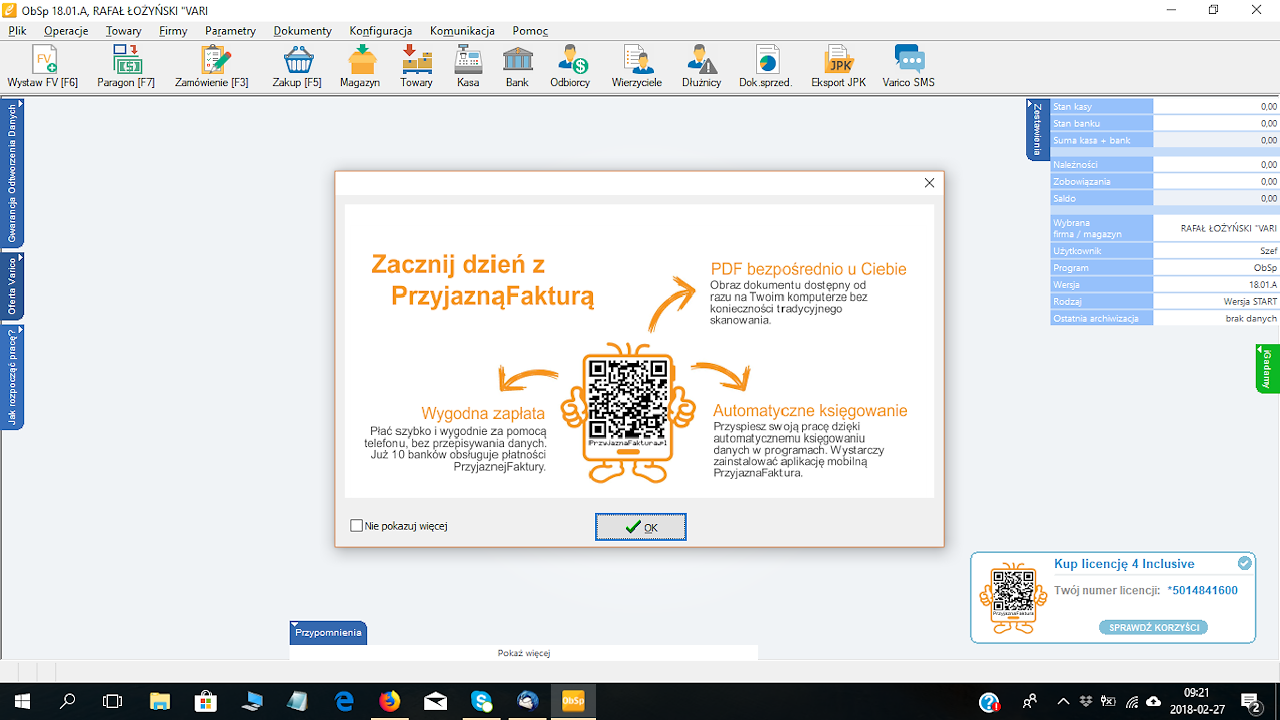 Obsługa Sprzedaży ObSp START funkcje
