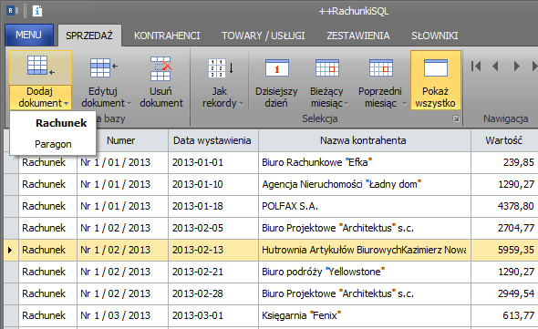 program ++Rachunki SQL